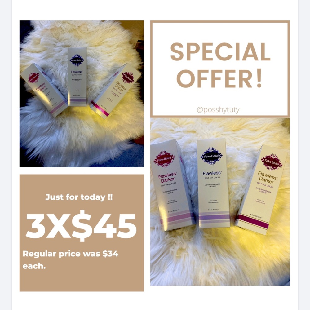 3x$45 Fake Bake SELF TAN LIQUID 6fl.Oz/177ml